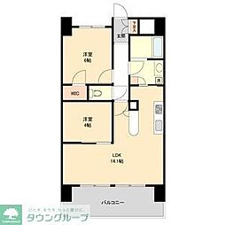名鉄名古屋本線 山王駅 徒歩7分の賃貸マンション 2階2LDKの間取り