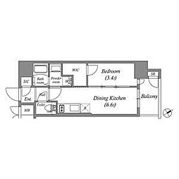 エステムコート名古屋新栄4ネスト 1DKの間取図画像