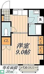 シャトーこがね 1DKの間取図画像