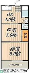 八熊マンション 2DKの間取図画像