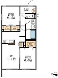 メゾンドゥラミティエ 2LDKの間取図画像