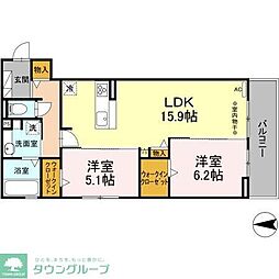 リヴェール広田 2LDKの間取図画像