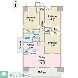 ProceedARATAMABASHI 3LDKの間取図画像