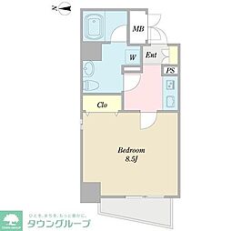 アクアヒルズ 1Kの間取図画像