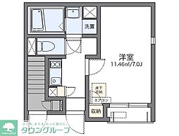 レオネクストヴィラ曙 1階1Kの間取り