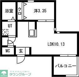 近鉄名古屋線 黄金駅 徒歩4分の賃貸アパート 2階1LDKの間取り