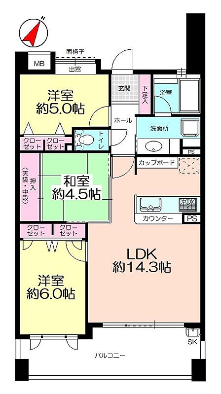 3LDK、価格3780万円、専有面積68.55m2、バルコニー面積12.65m2