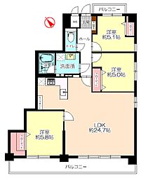 グリーンマンション薬院 3LDKの間取図画像