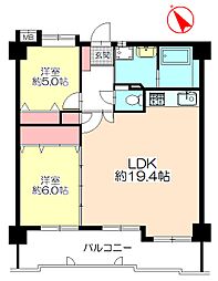 アメックス平尾 2LDKの間取図画像