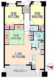 アーサー春日ヴェルジェ 3LDKの間取図画像