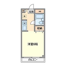 D・エスト東野 ワンルームの間取図画像