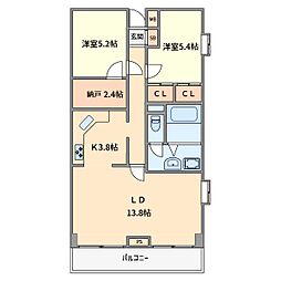 エリートイン船橋 2LDKの間取図画像