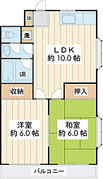 ナウエール・行徳 2LDKの間取図画像