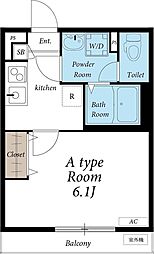 リブリ・江ノ島 2階1Kの間取り