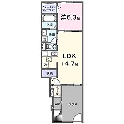 茅ヶ崎市松林2丁目アパート 1LDKの間取図画像