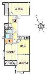 フジサワサクラレジデンス 3DKの間取図画像