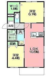 ブルーミントンハウス2 2LDKの間取図画像