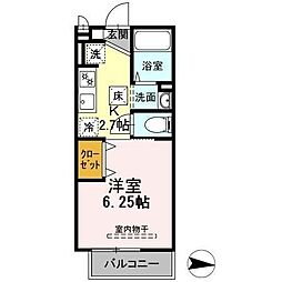 レジデンス湘南 1Kの間取図画像
