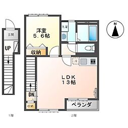 パインテール 1LDKの間取図画像