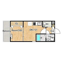 仮)ジーメゾン高座渋谷ブランシュ 1DKの間取図画像