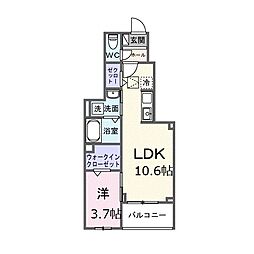 藤沢市石川1丁目アパート 1LDKの間取図画像