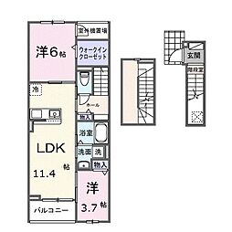 藤沢市石川1丁目アパート 2LDKの間取図画像