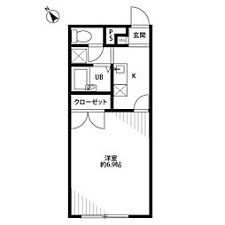 PlaisirHOLA 1Kの間取図画像
