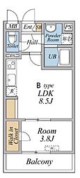 リブリ・台 1LDKの間取図画像