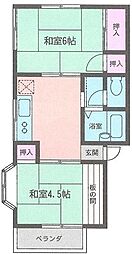 コマハイム 2DKの間取図画像