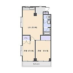 ハイライズ鵠沼 2LDKの間取図画像