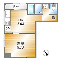 クリスタルハイツ 1DKの間取図画像