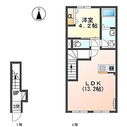 茅ヶ崎市本村2丁目アパート 1LDKの間取図画像