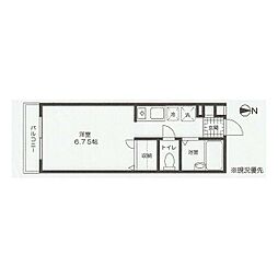 パーシモンコート ワンルームの間取図画像