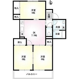 ファミール鵠沼 3DKの間取図画像