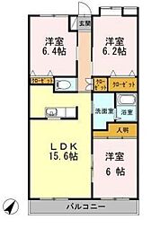 ハイビジョン 3LDKの間取図画像