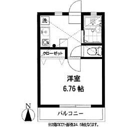 シャローム湘南 1Kの間取図画像