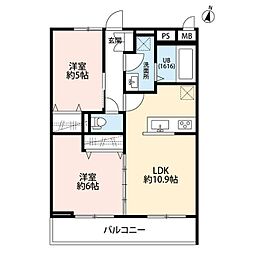 リコルテ湘南2 2LDKの間取図画像