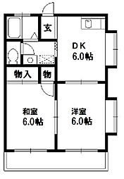 メゾンヨコヤマ 2DKの間取図画像