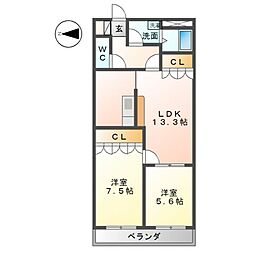 ソレジオ湘南 2LDKの間取図画像