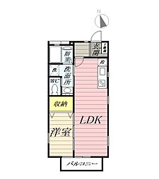 ラフール湘南 1LDKの間取図画像