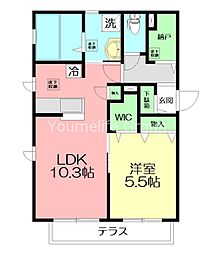 リバージュ元町2 1LDKの間取図画像