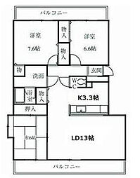 グランドヒル天神 3LDKの間取図画像