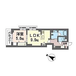 フェリシアガーデン茅ヶ崎 1LDKの間取図画像