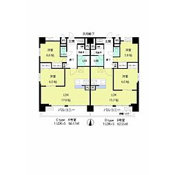 湘南辻堂駅前マンション 2LDKの間取図画像
