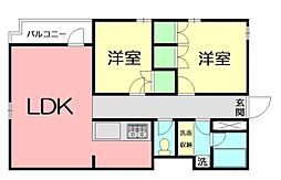 プリメロ湘南 2LDKの間取図画像