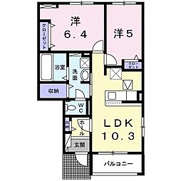 スターブル小和田 III 2LDKの間取図画像