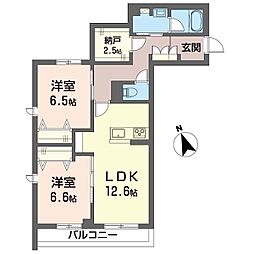 シャーメゾン湘南松が丘II 2SLDKの間取図画像