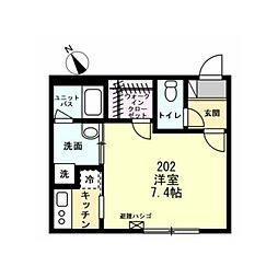 ベイルーム大船 1Kの間取図画像