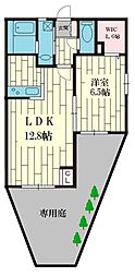 オークデンヴィラ 1LDKの間取図画像