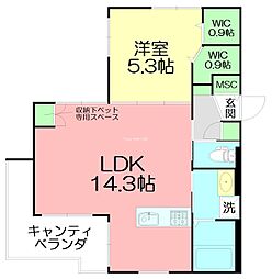 メゾンラベルメール 1LDKの間取図画像